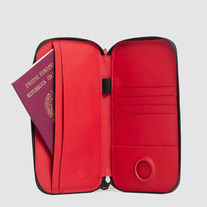 Porta passaporto con zip "Piquadro x Ducati"