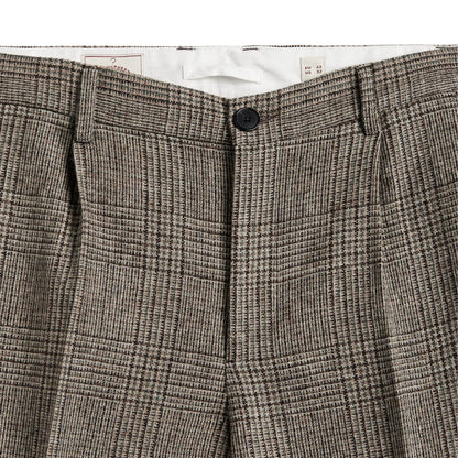 Portuguese Flannel Prince of Wales Single Pleat Trousers - Alton