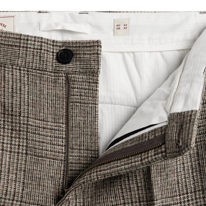 Portuguese Flannel Prince of Wales Single Pleat Trousers - Alton
