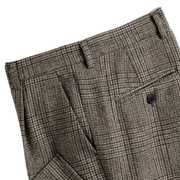 Portuguese Flannel Prince of Wales Single Pleat Trousers - Alton