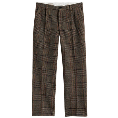 Portuguese Flannel Prince of Wales Single Pleat Trousers - Norton