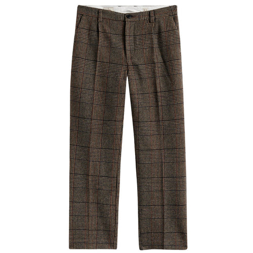 Portuguese Flannel Prince of Wales Single Pleat Trousers - Norton