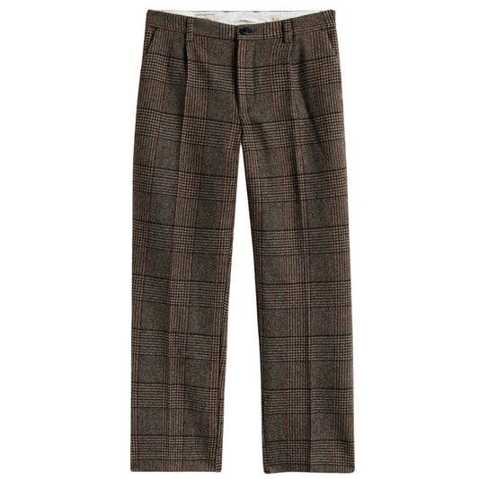 Portuguese Flannel Prince of Wales Single Pleat Trousers - Norton