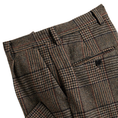 Portuguese Flannel Prince of Wales Single Pleat Trousers - Norton