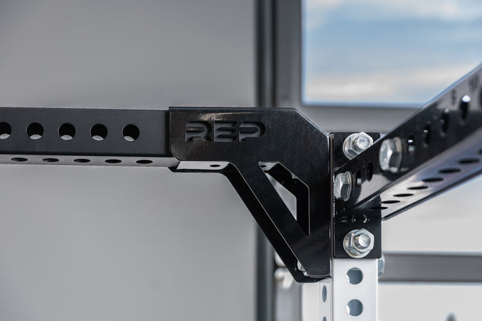 The REP Fitness Rack Crossmember Connectors installed to the side of a PR-5000 rack