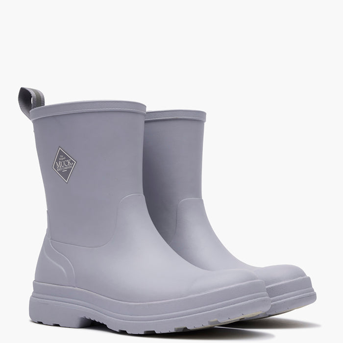 Pair of gray rain boots on a white background