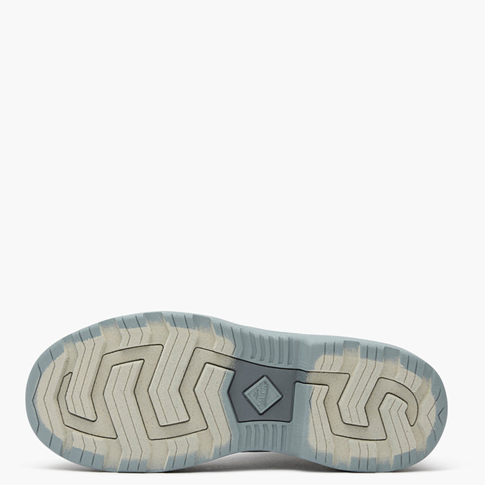 Close-up of a shoe sole with tread pattern on a white background