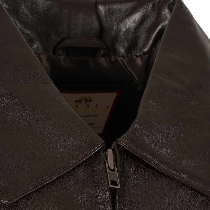 Real Hoxton Classic Leather Jacket - Brown