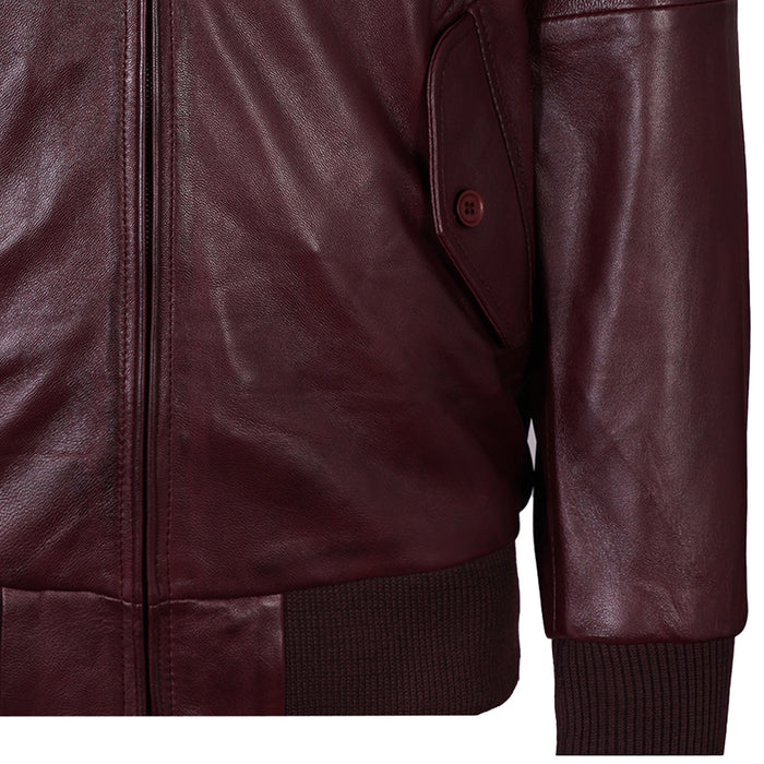 Real Hoxton Harington Leather Jacket - Burgundy