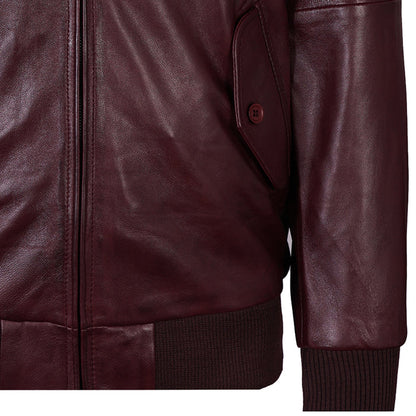 Real Hoxton Harington Leather Jacket - Burgundy