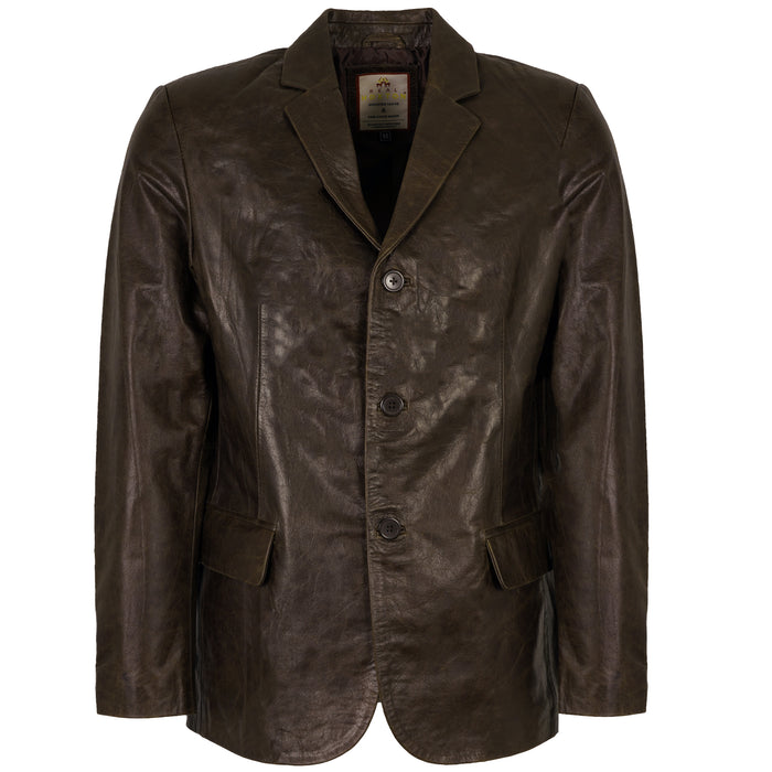 Real Hoxton Leather Blazer Jacket - Timber Brown