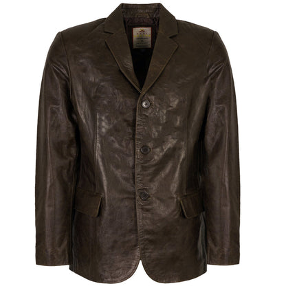 Real Hoxton Leather Blazer Jacket - Timber Brown