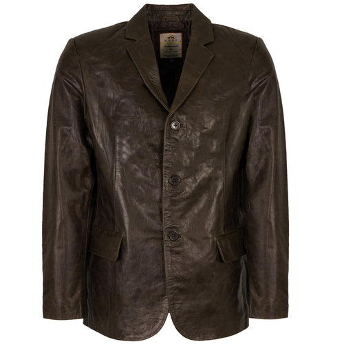 Real Hoxton Leather Blazer Jacket - Timber Brown