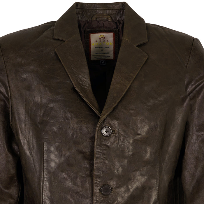 Real Hoxton Leather Blazer Jacket - Timber Brown