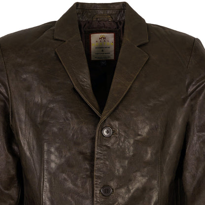 Real Hoxton Leather Blazer Jacket - Timber Brown
