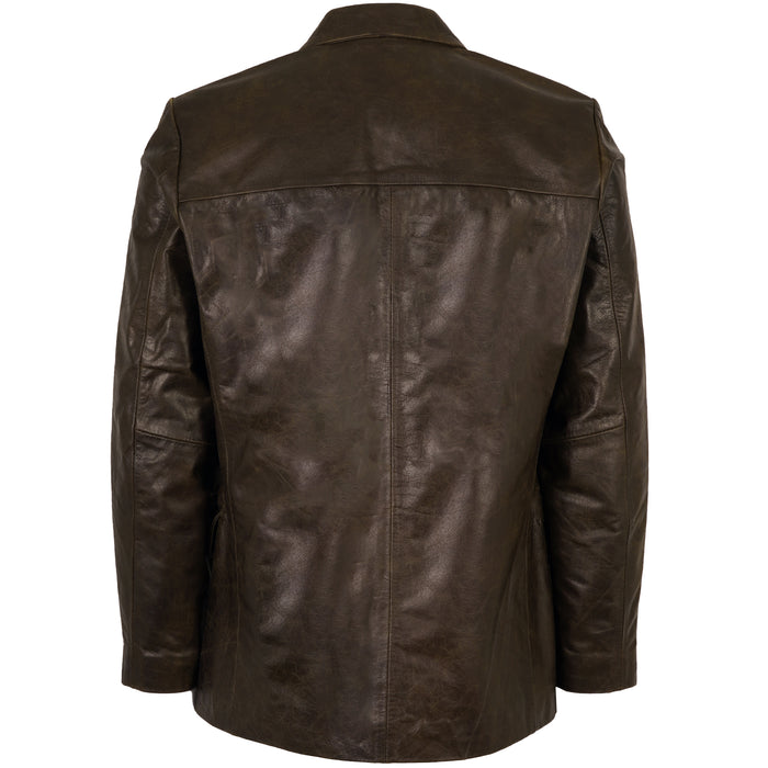 Real Hoxton Leather Blazer Jacket - Timber Brown