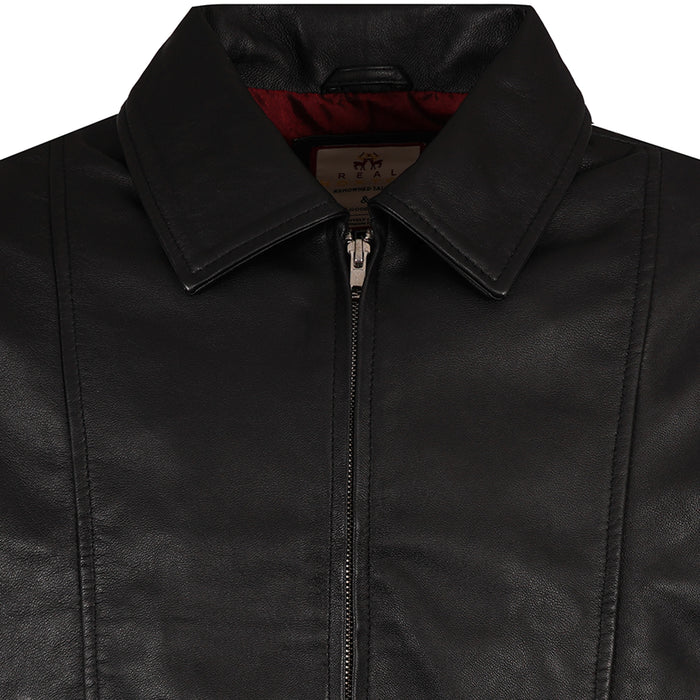 Real Hoxton Leather Gab Jacket - Black