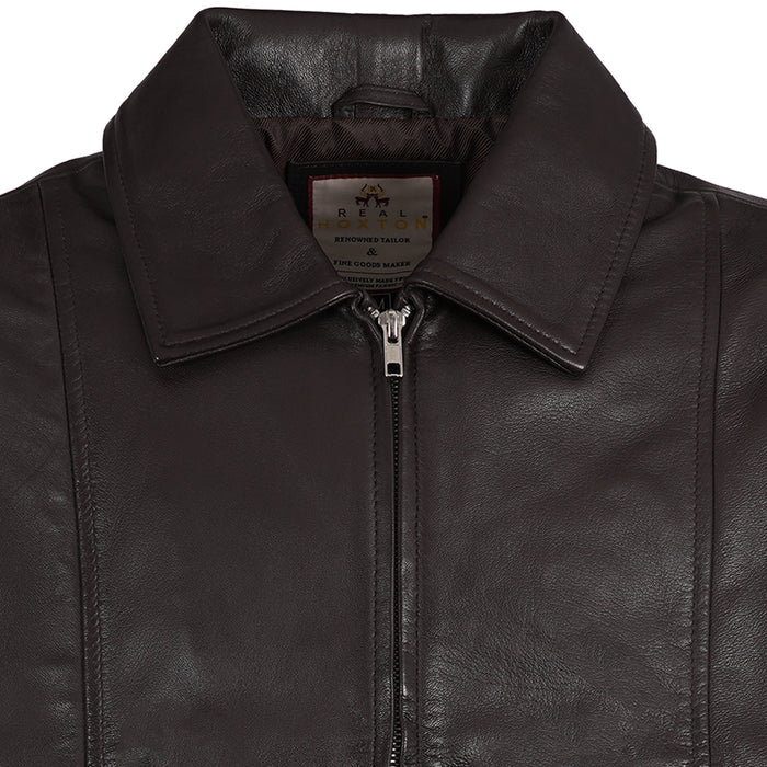 Real Hoxton Leather Gab Jacket - Brown