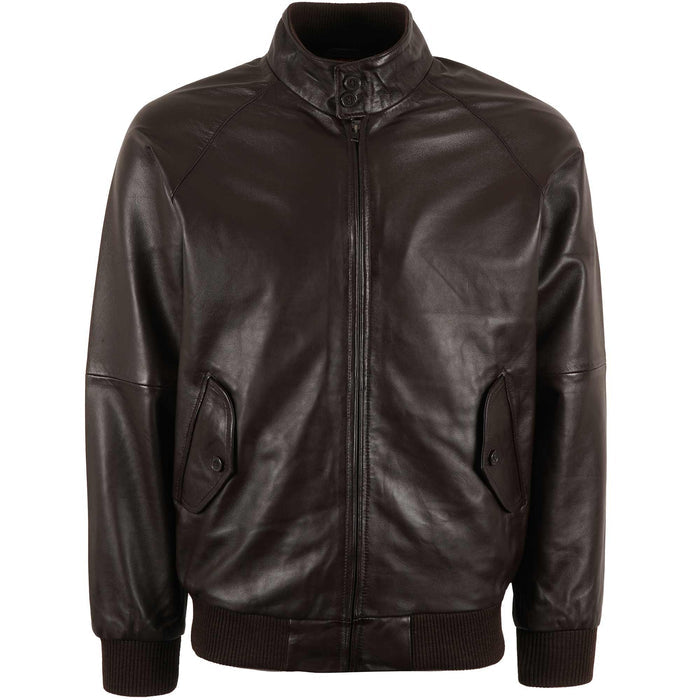 Real Hoxton Leather Harrington Jacket - Brown