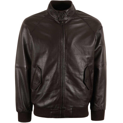 Real Hoxton Leather Harrington Jacket - Brown