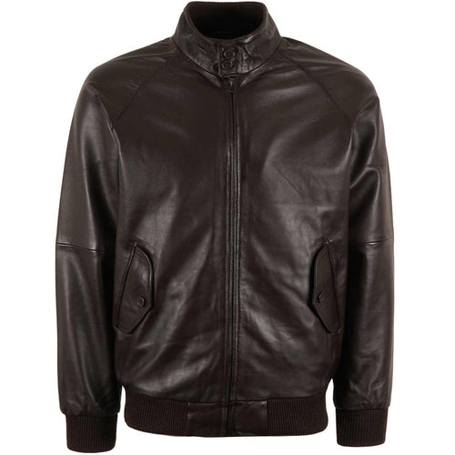 Real Hoxton Leather Harrington Jacket - Brown