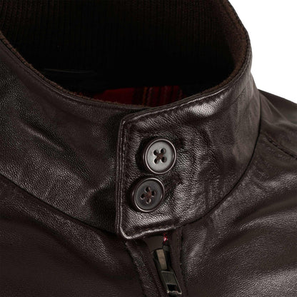 Real Hoxton Leather Harrington Jacket - Brown
