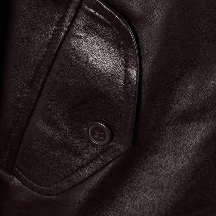 Real Hoxton Leather Harrington Jacket - Brown