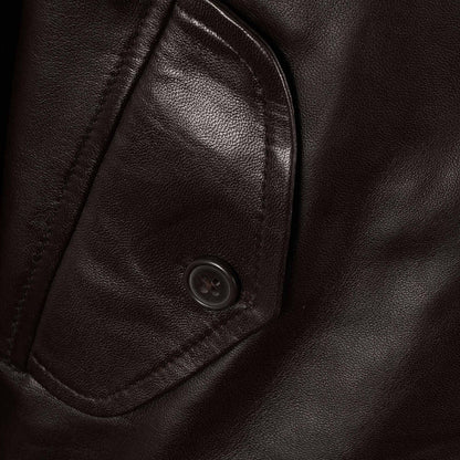 Real Hoxton Leather Harrington Jacket - Brown