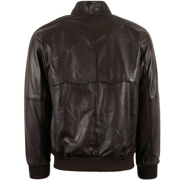 Real Hoxton Leather Harrington Jacket - Brown