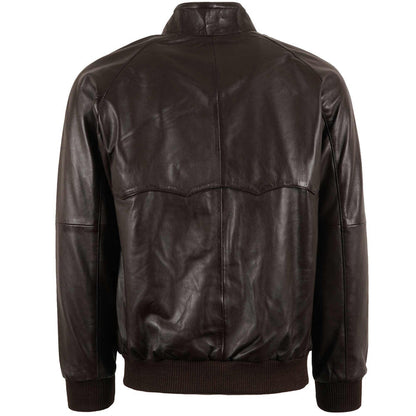 Real Hoxton Leather Harrington Jacket - Brown