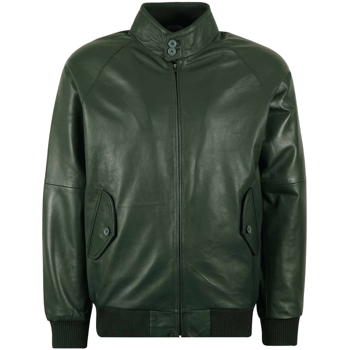Real Hoxton Leather Harrington Jacket - Forest Green