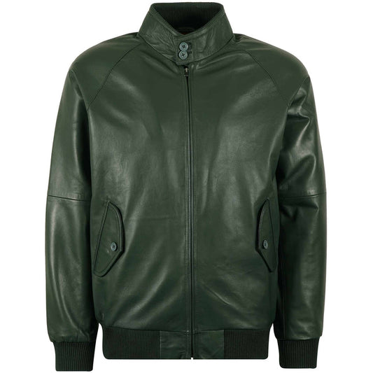 Real Hoxton Leather Harrington Jacket - Forest Green
