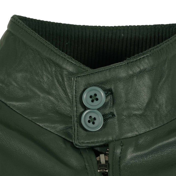 Real Hoxton Leather Harrington Jacket - Forest Green