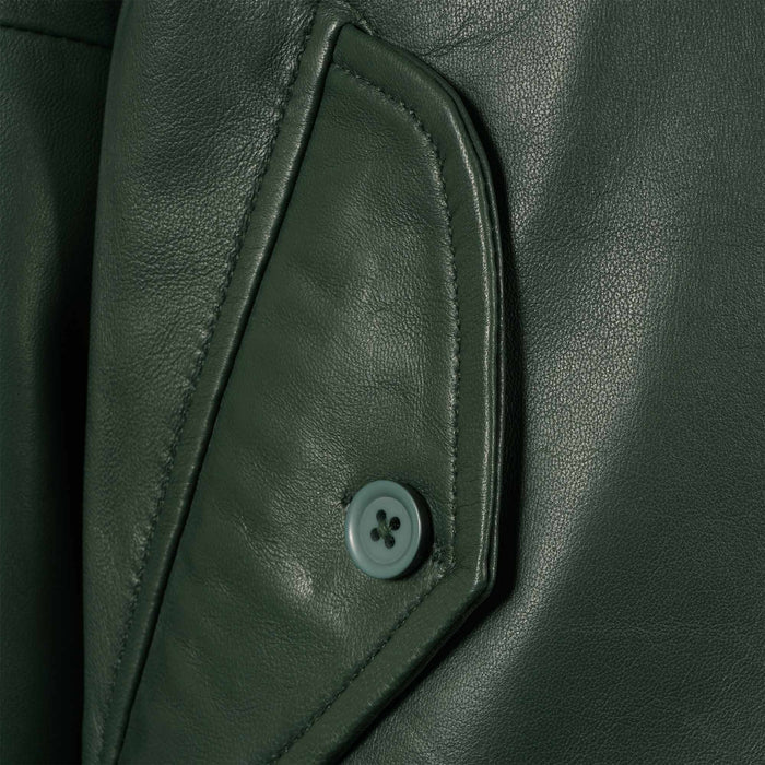 Real Hoxton Leather Harrington Jacket - Forest Green