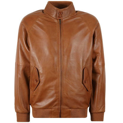 Real Hoxton Leather Harrington Jacket - Tan
