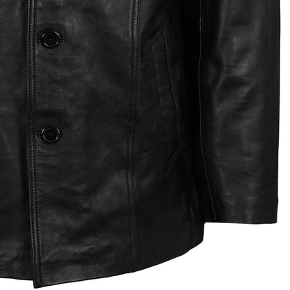 Real Hoxton Leather Reefer Jacket - Black