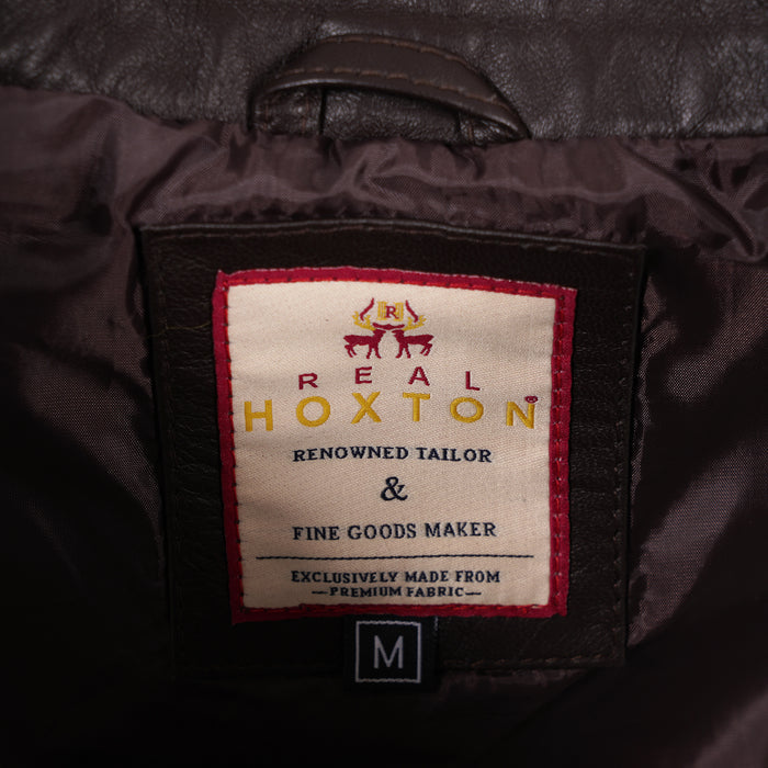 Real Hoxton Leather Reefer Jacket - Brown