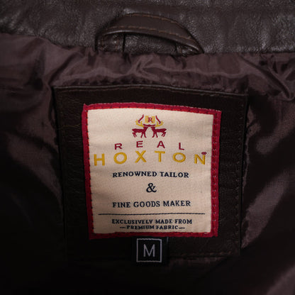 Real Hoxton Leather Reefer Jacket - Brown