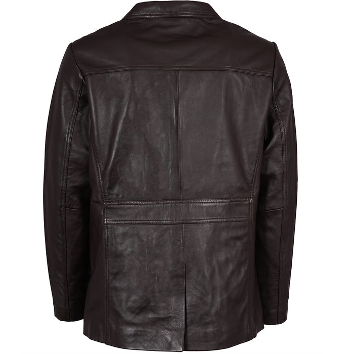 Real Hoxton Leather Reefer Jacket - Brown