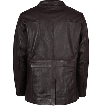 Real Hoxton Leather Reefer Jacket - Brown