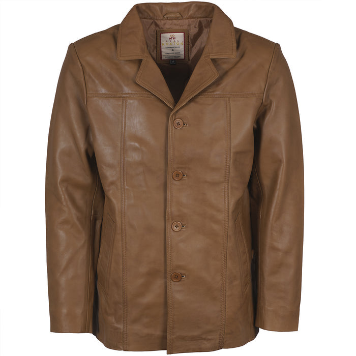 Real Hoxton Leather Reefer Jacket - Tan