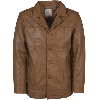Real Hoxton Leather Reefer Jacket - Tan