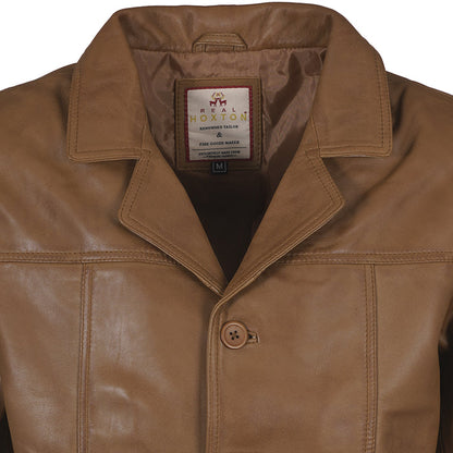 Real Hoxton Leather Reefer Jacket - Tan