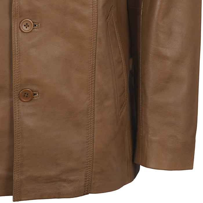 Real Hoxton Leather Reefer Jacket - Tan