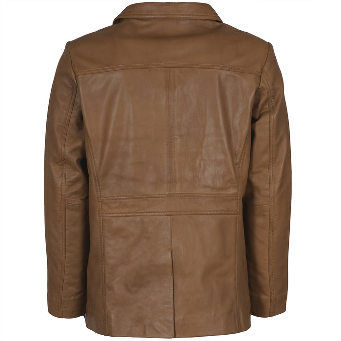 Real Hoxton Leather Reefer Jacket - Tan
