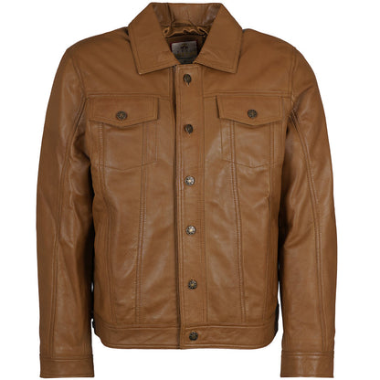 Real Hoxton Leather Trucker Jacket - Tan