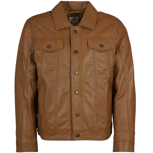 Real Hoxton Leather Trucker Jacket - Tan