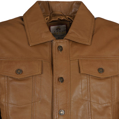 Real Hoxton Leather Trucker Jacket - Tan