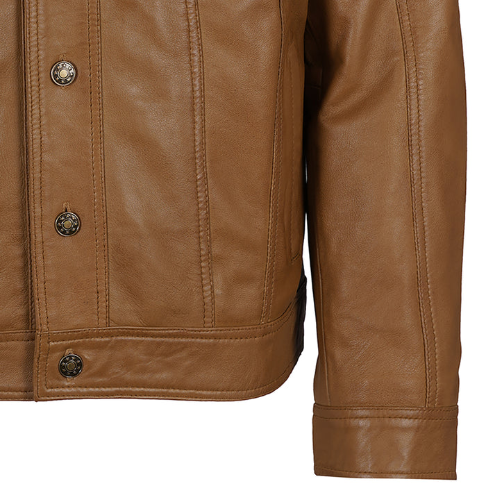 Real Hoxton Leather Trucker Jacket - Tan