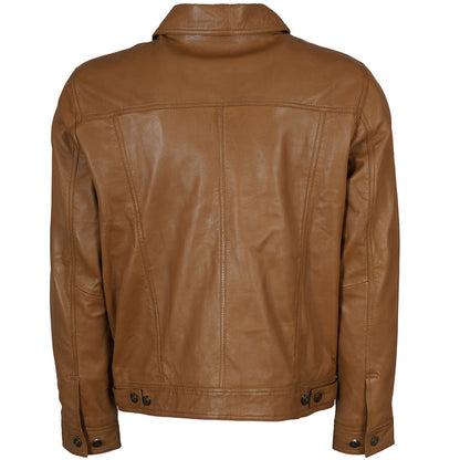 Real Hoxton Leather Trucker Jacket - Tan